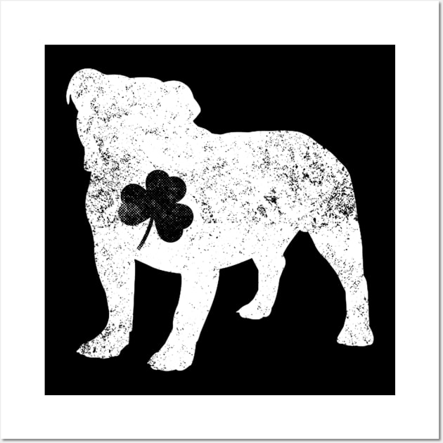 Bulldog Irish Clover Shamrock St Patricks Day Wall Art by Xamgi